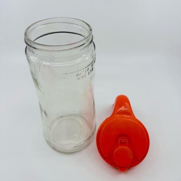 Anchor Hocking Glass Vintage 70s TANG Orange Drink Clear Glass Pitcher With Lid - Picture 9 of 11